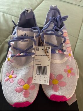 adidas Kids Lilac Floral Knit Sneakers with Pink Accents
